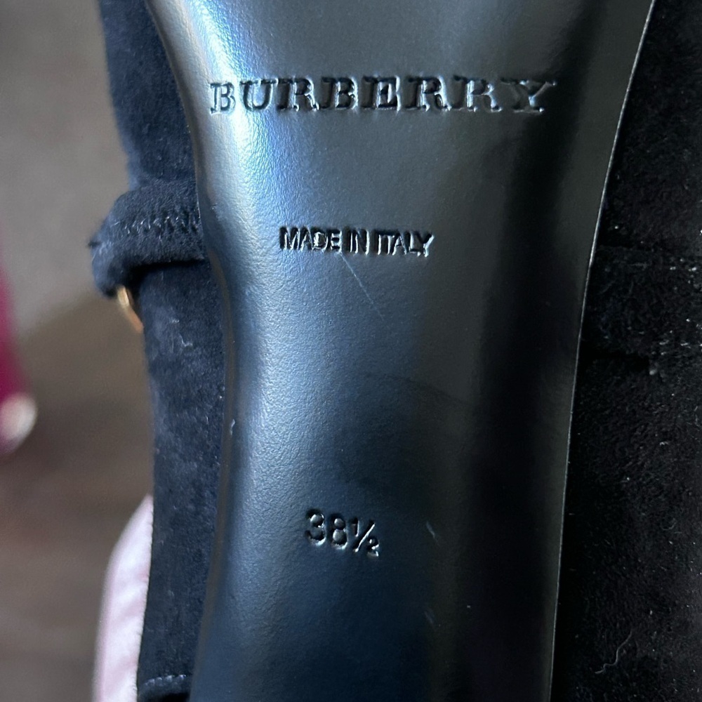 Burberry Black Suede Onwen Slingback Pumps Heels | Size 38.5 | 8.5 US Italian - Picture 6 of 12